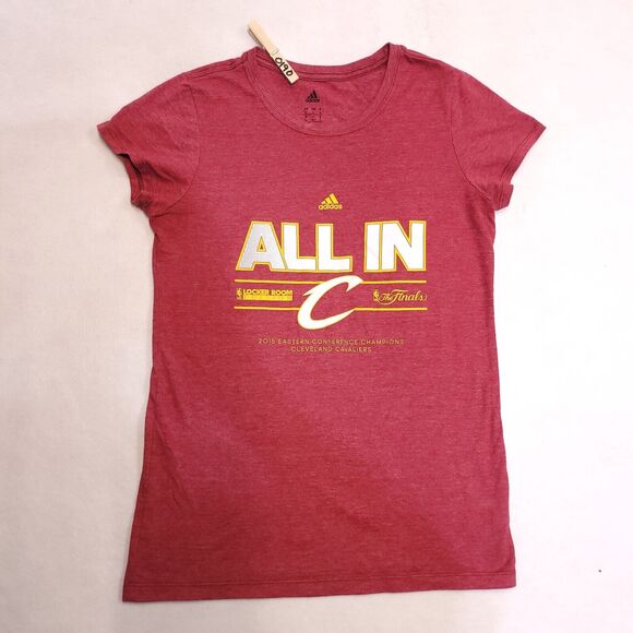 Adidas All In Short Team Casual Graphic T Shirt Womens Size Large L Red Cavs - Picture 2 of 10
